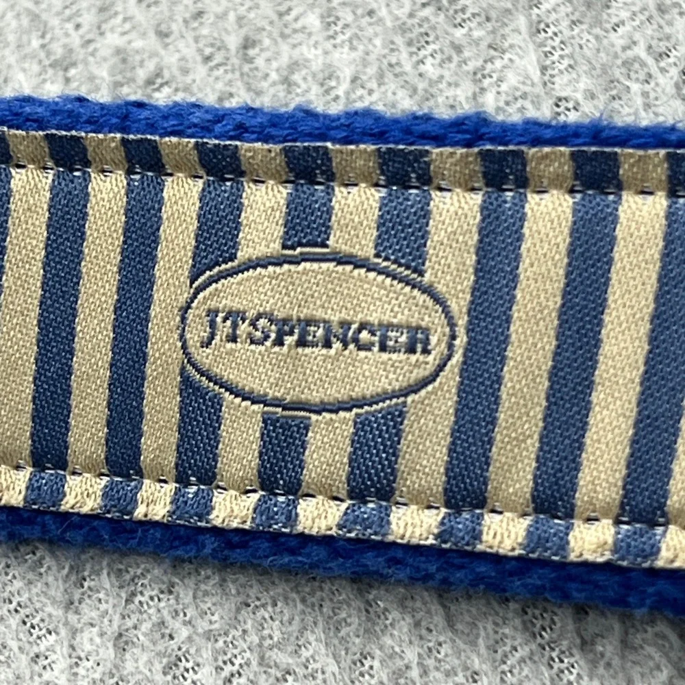 JT Spencer Belt Mens 36 Blue Needlepoint Tennis Rackets Mpls Club Leather USA